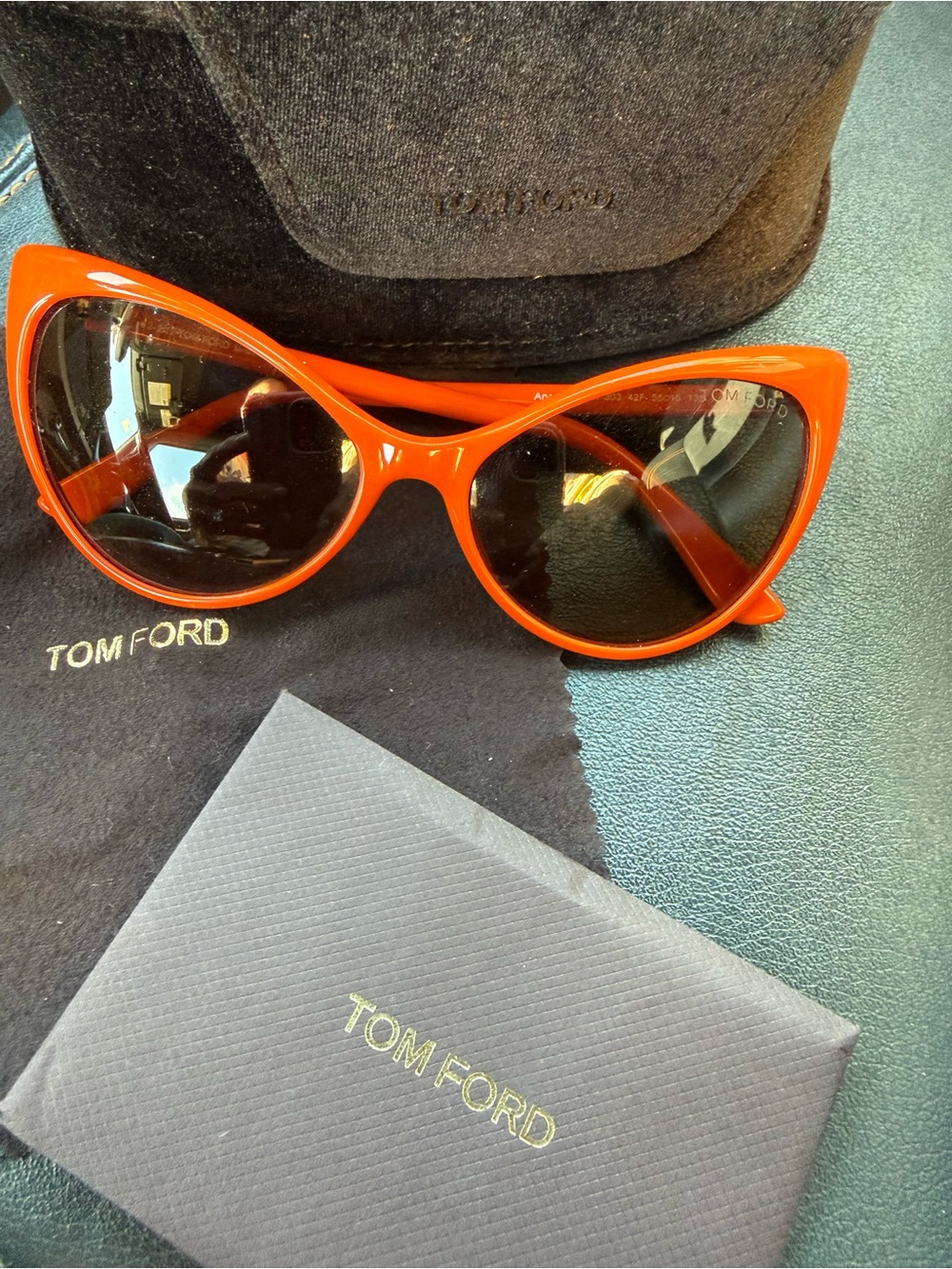 Tom Ford Orange Cat-Eye Sunglasses with Dark Lenses
